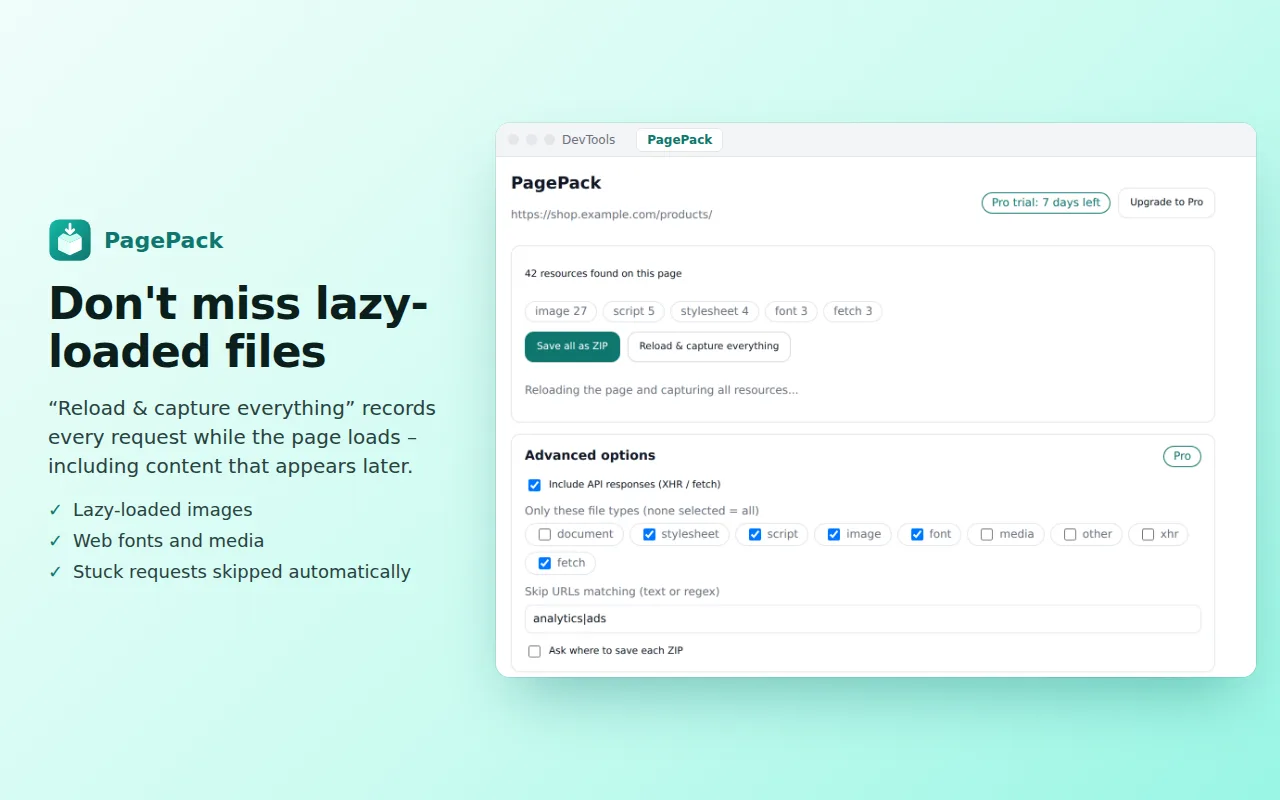 Capturing lazy-loaded files