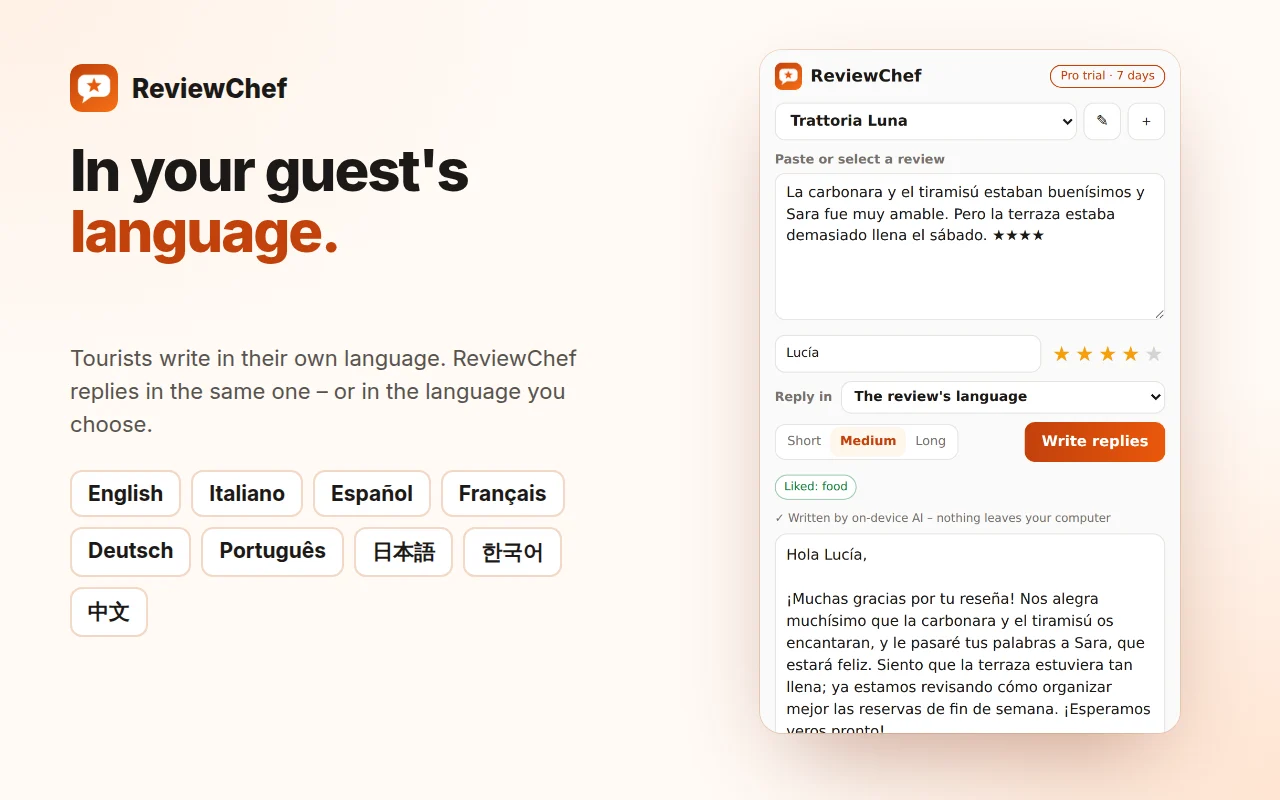 Replies in the guest's language