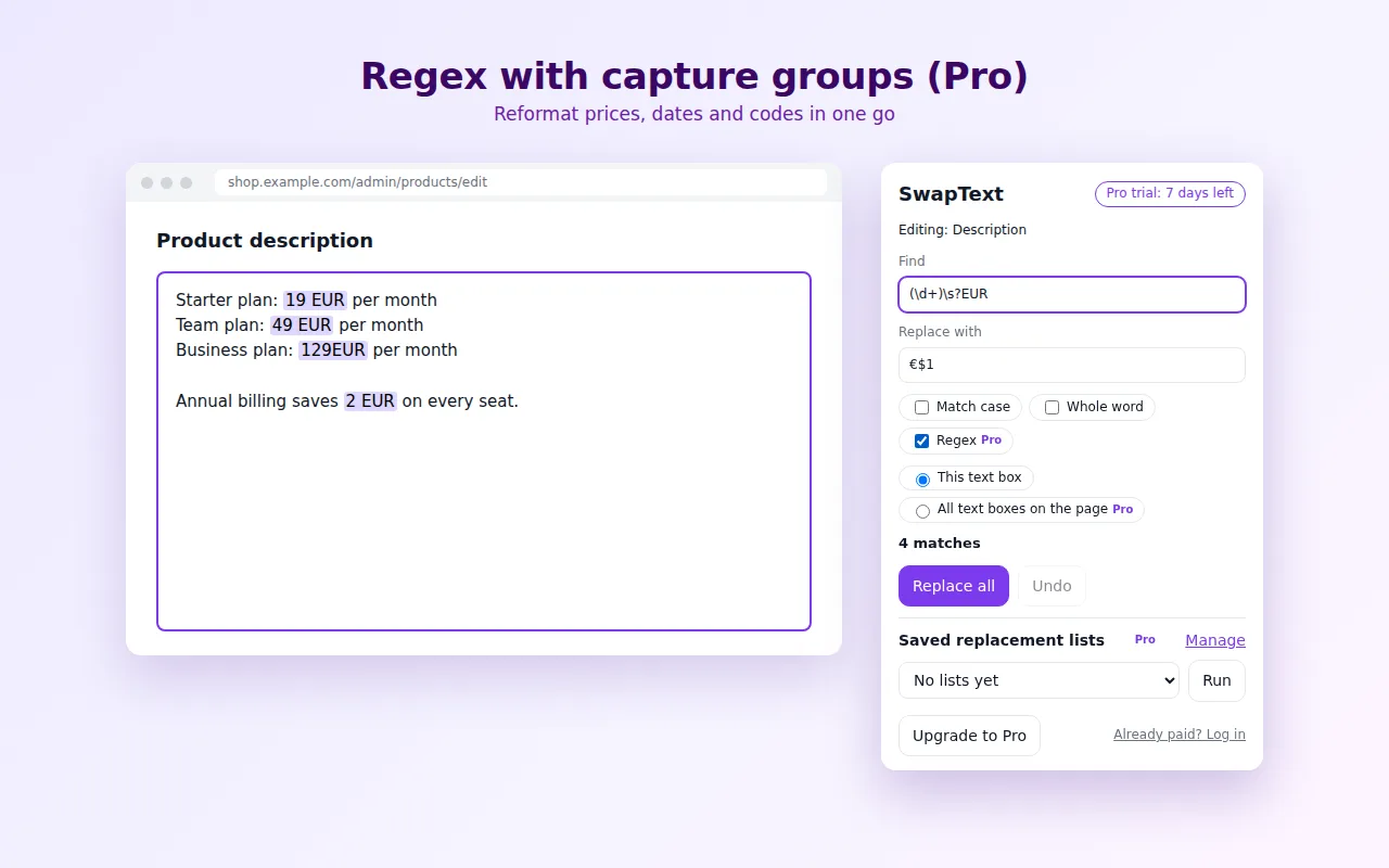 Regex with capture groups